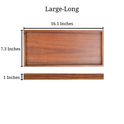 Sizing photo of large-long Acacia wooden tray