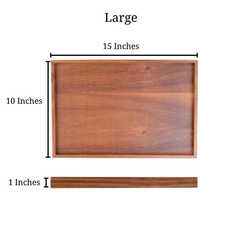 Sizing photo of large Acacia wooden tray