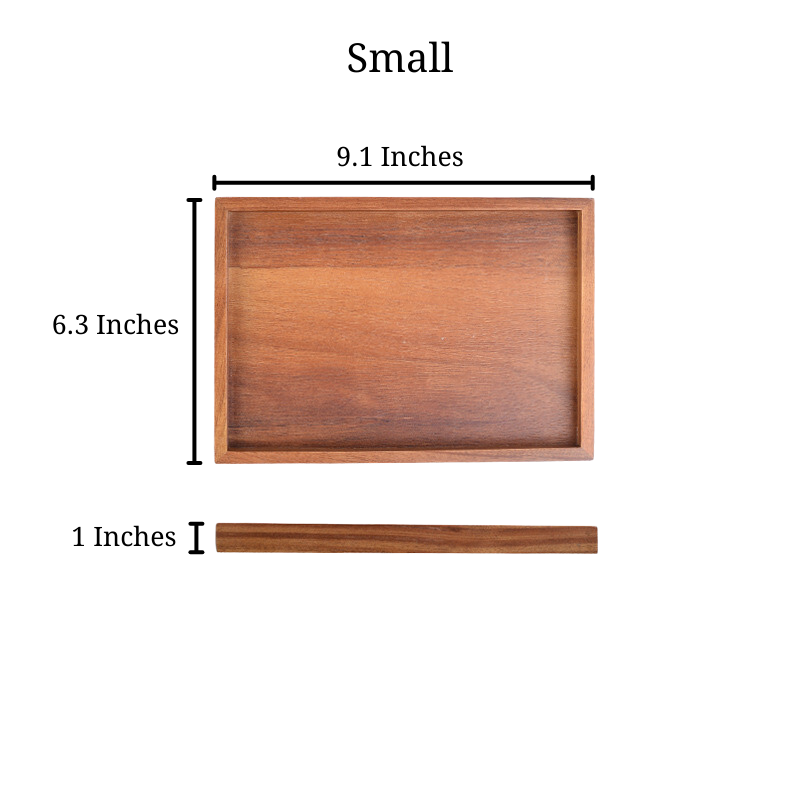 Sizing photo of small Acacia wooden tray